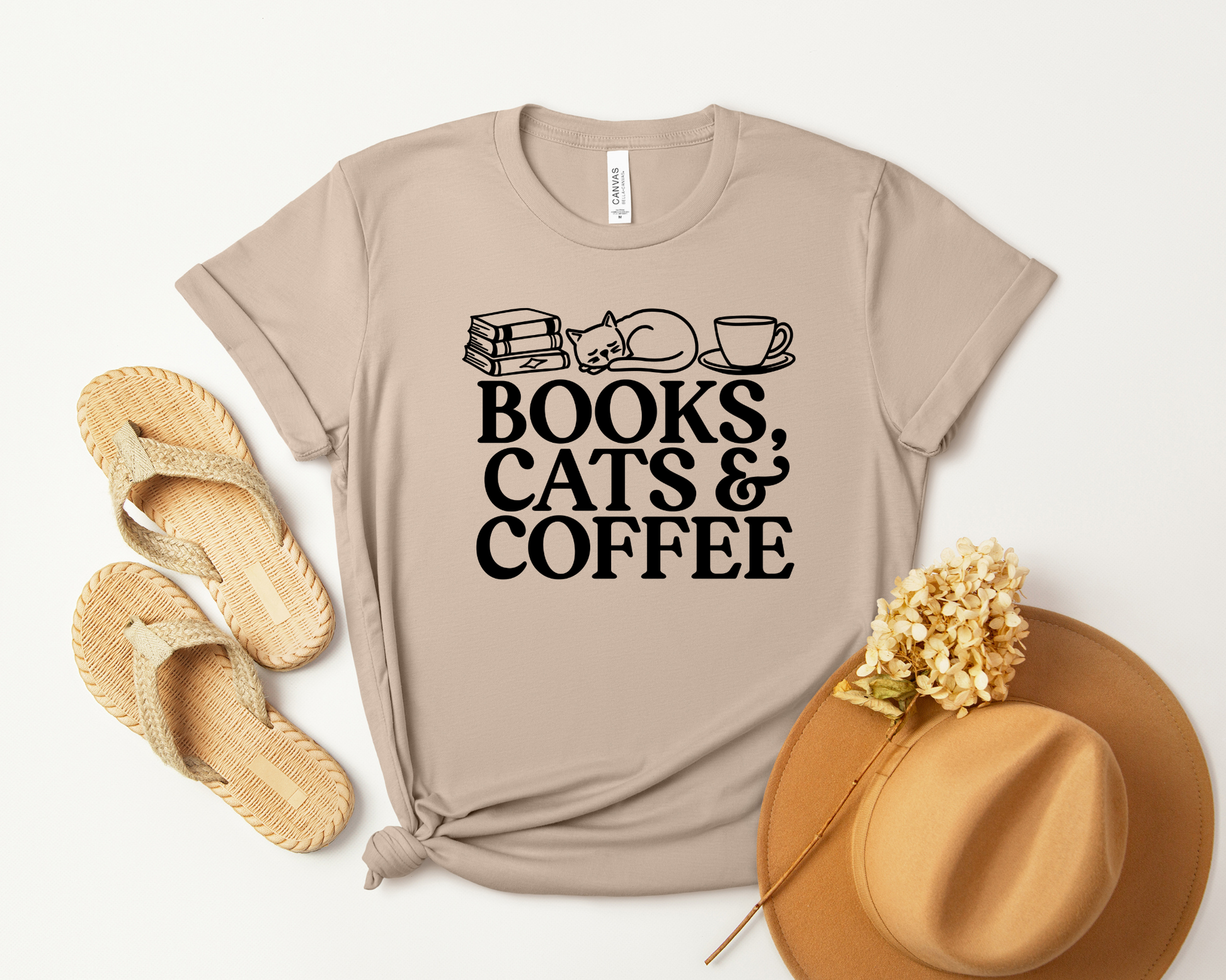 Book, Cats and Coffee T-shirt - Thespicyromancebookclub LLC