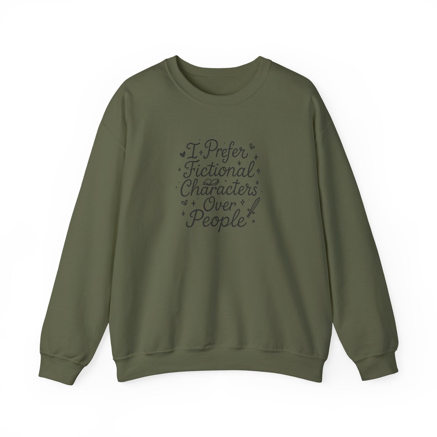 I Prefer Fictional Characters Over People Crewneck Sweatshirt - Thespicyromancebookclub LLC
