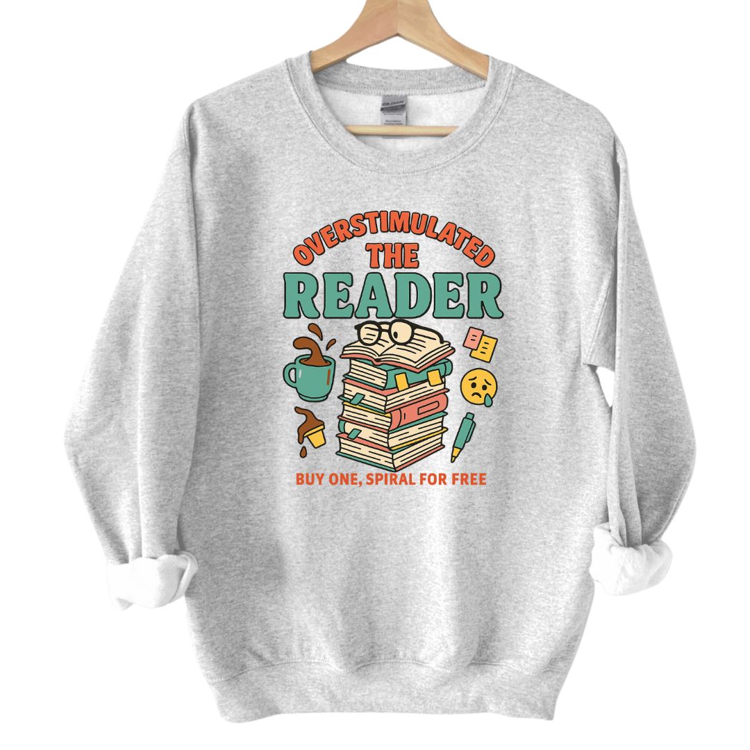 The Overwhelmed Reader Crewneck Sweatshirt - Thespicyromancebookclub LLC