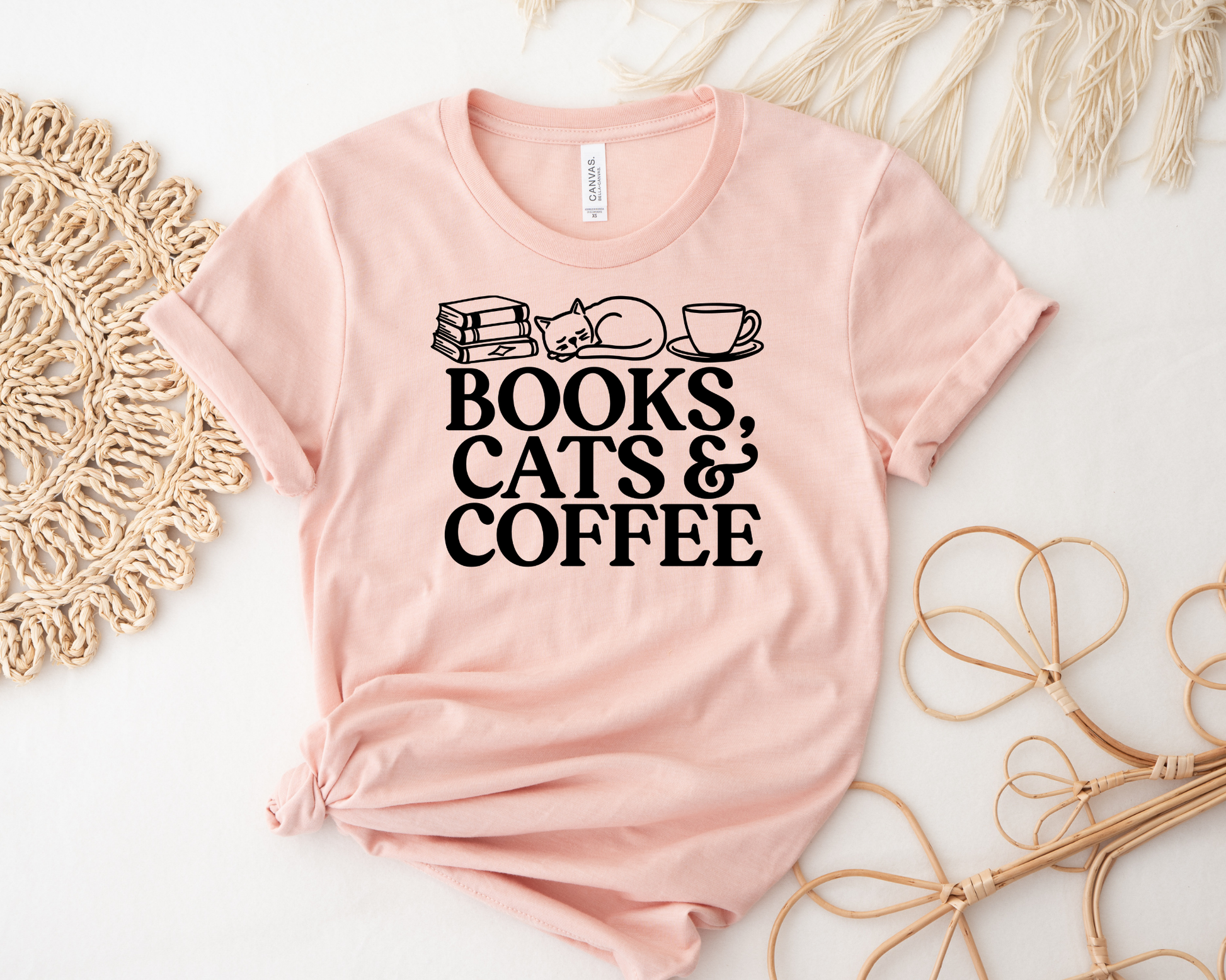 Book, Cats and Coffee T-shirt - Thespicyromancebookclub LLC