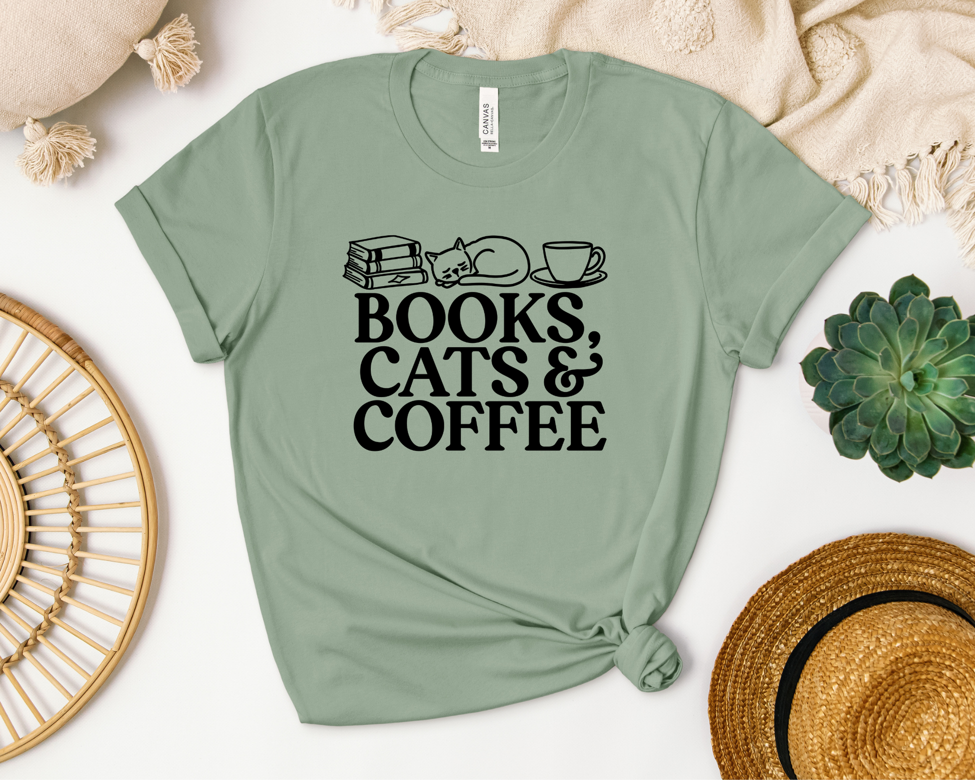 Book, Cats and Coffee T-shirt - Thespicyromancebookclub LLC