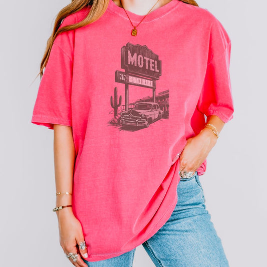 Romance Reader Motel Comfort Colors T-shirt - Thespicyromancebookclub LLC