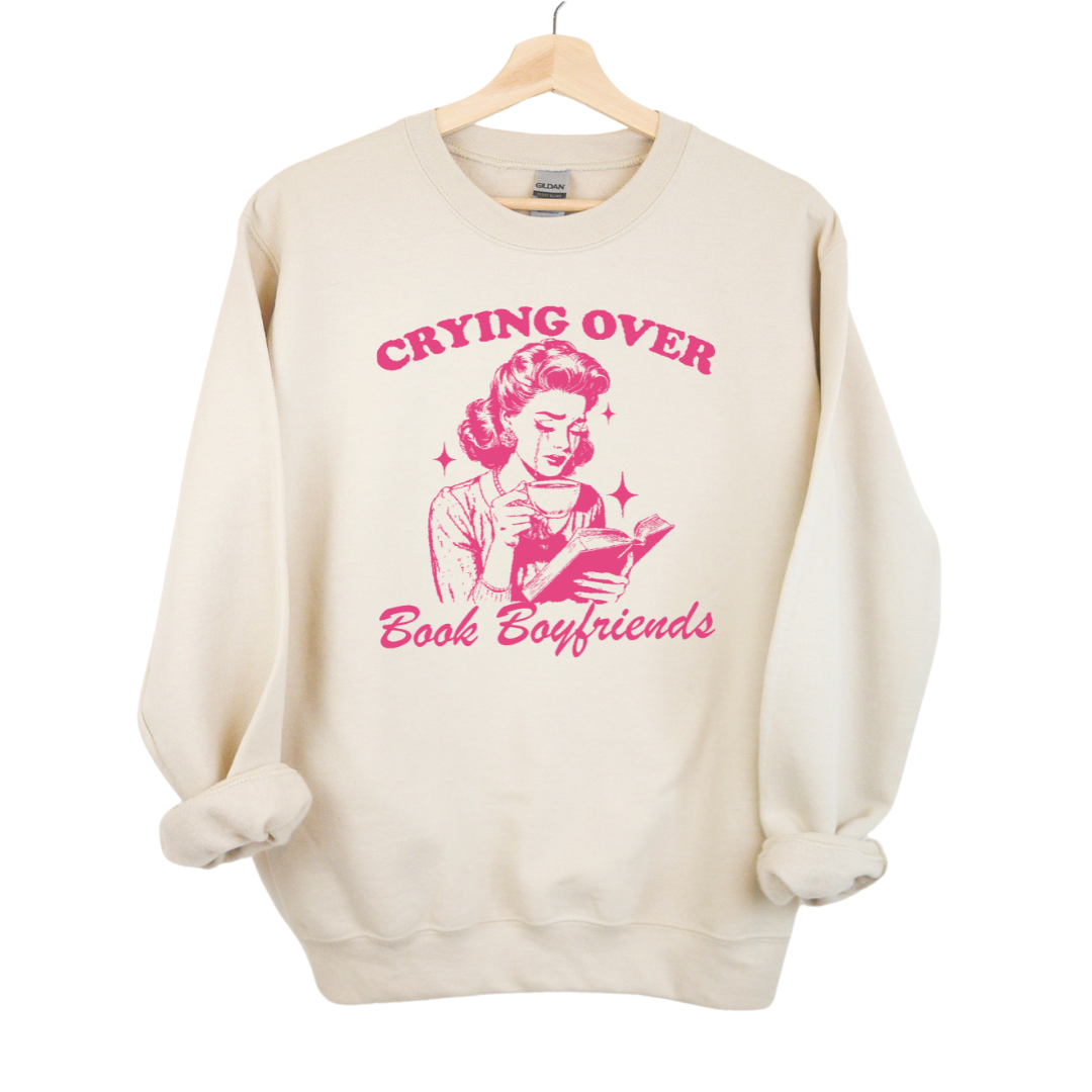 Crying over book boyfriends sweatshirt - Thespicyromancebookclub LLC