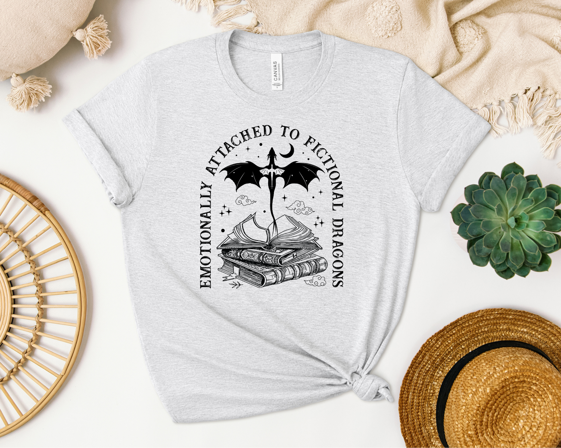 Emotionally Attached To Fictional Dragons T-shirt - Thespicyromancebookclub LLC