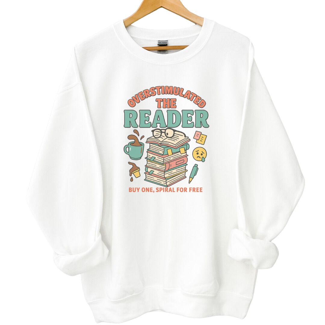The Overwhelmed Reader Crewneck Sweatshirt - Thespicyromancebookclub LLC