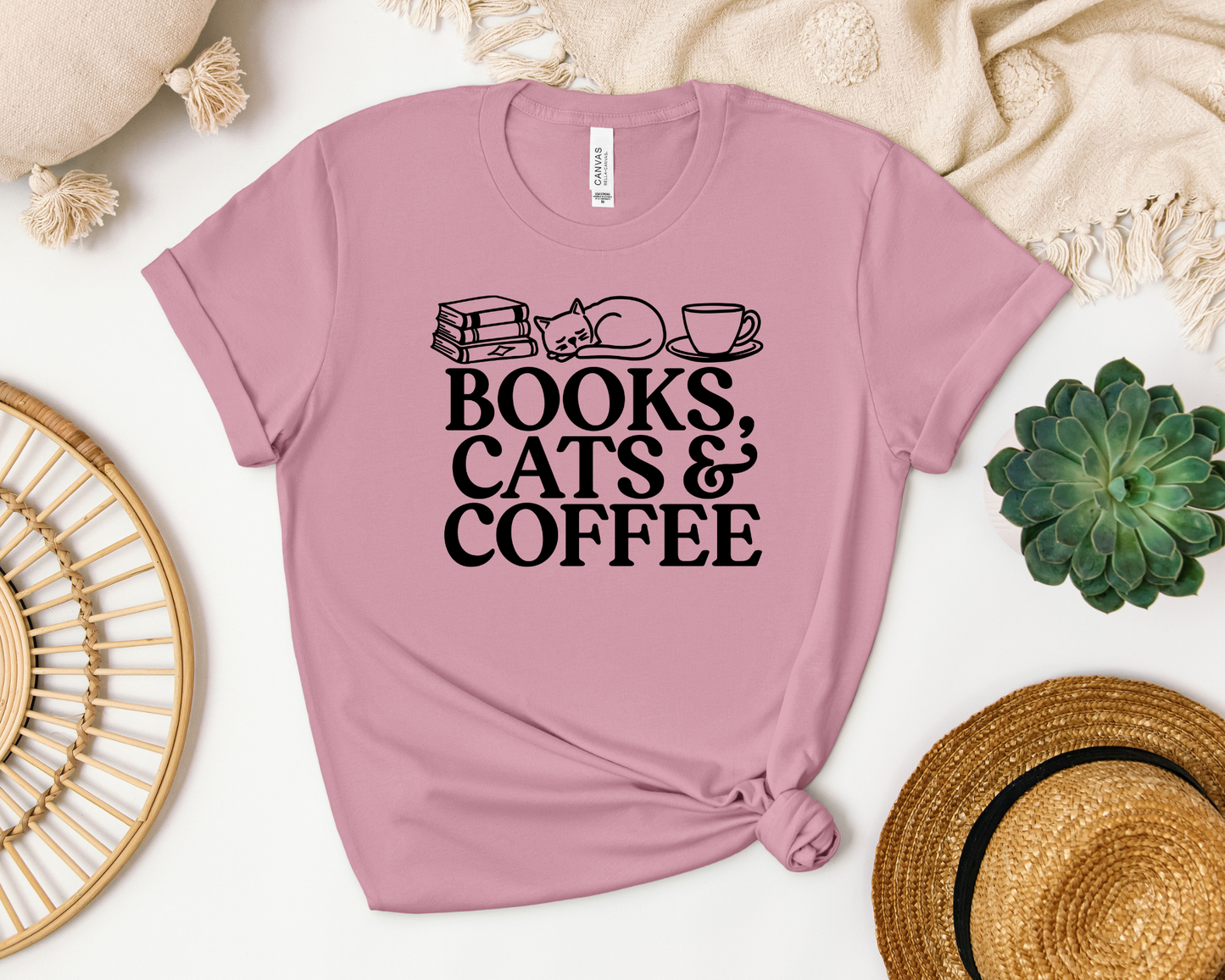 Book, Cats and Coffee T-shirt - Thespicyromancebookclub LLC