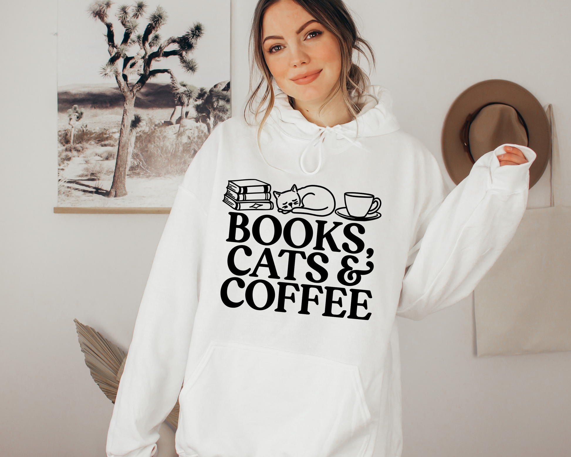 Books, Cats and Coffee Hoodie - Thespicyromancebookclub LLC
