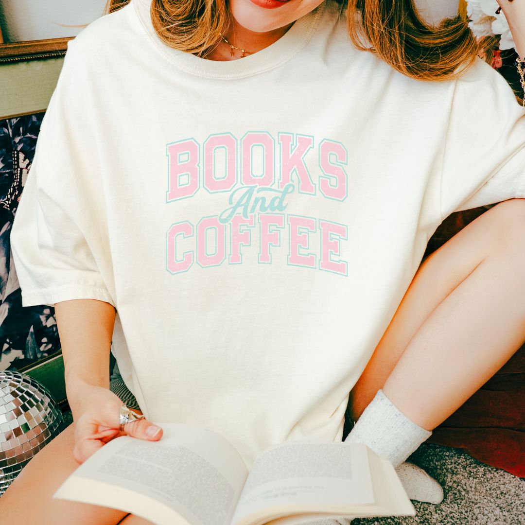 Books and Coffee Comfort Colors T-Shirt - Thespicyromancebookclub LLC