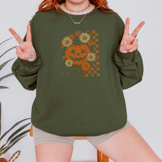 Pumpkin Floral Crewneck Sweatshirt - Thespicyromancebookclub LLC