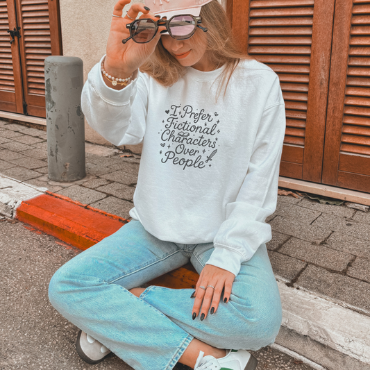I Prefer Fictional Characters Over People Crewneck Sweatshirt - Thespicyromancebookclub LLC