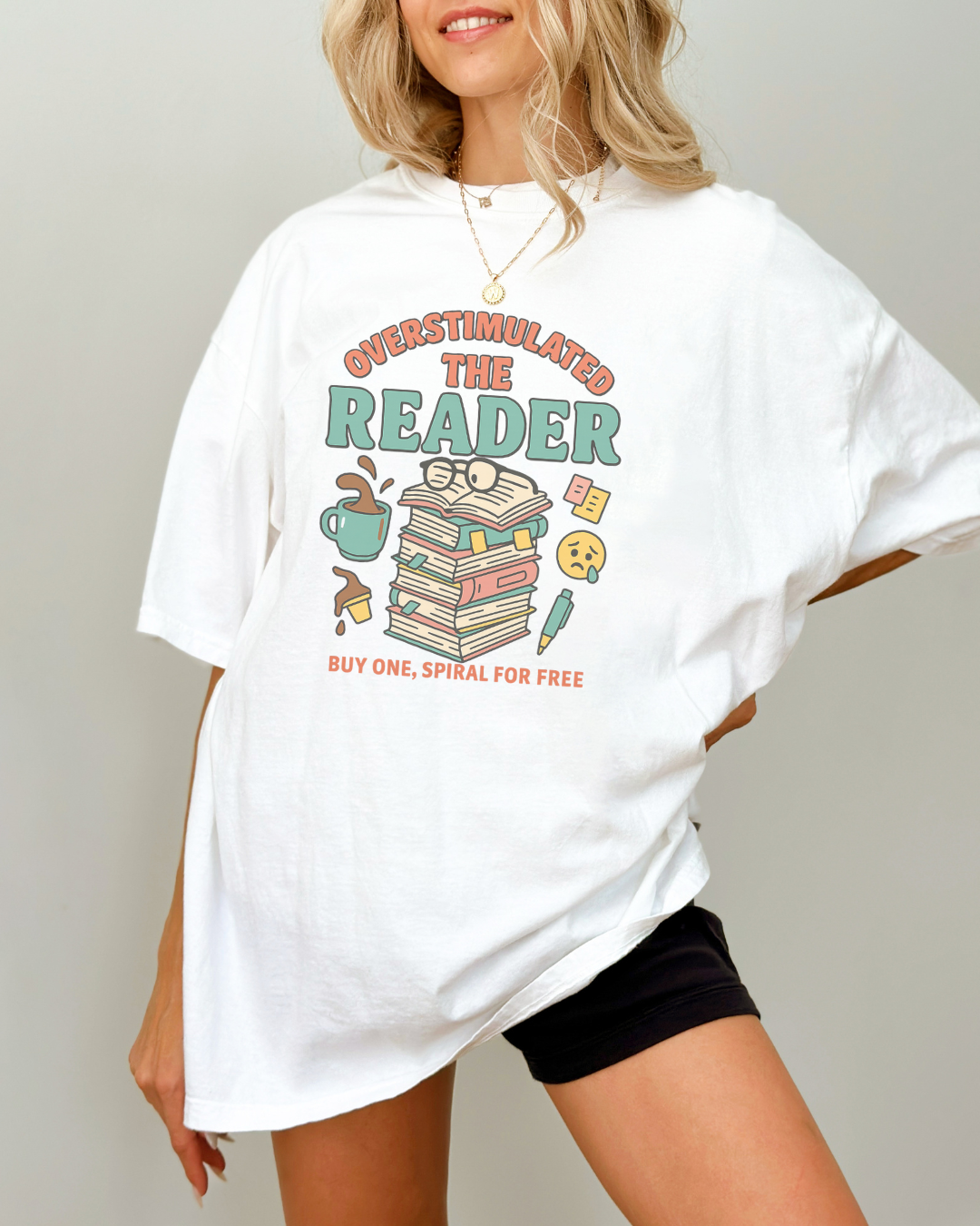 The Overwhelmed Reader T-shirt - Thespicyromancebookclub LLC