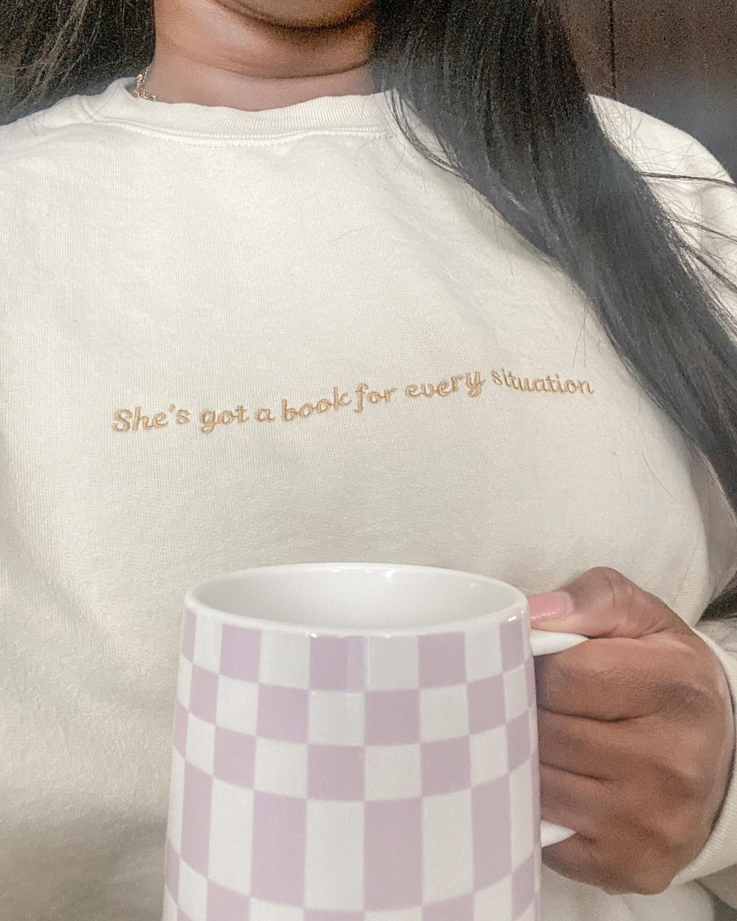 She's Got a book For every Situation Embroidered Sweatshirt - Thespicyromancebookclub LLC