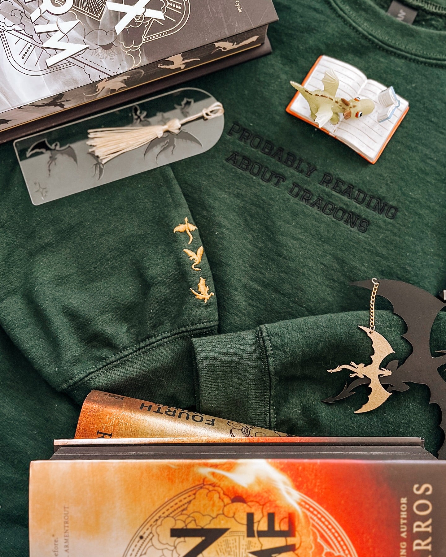 Probably Reading About Dragons Embroidered Sweatshirt