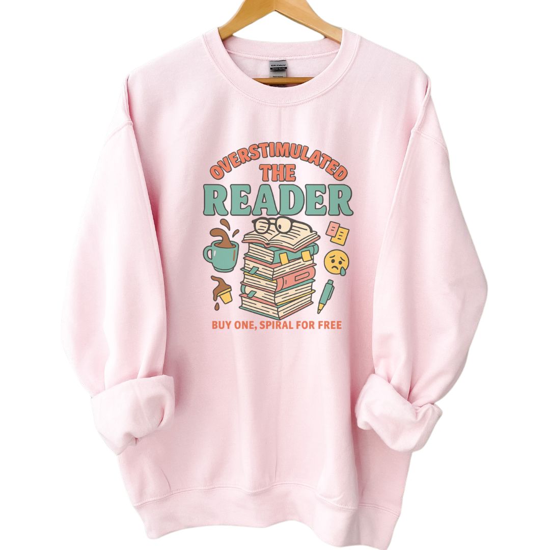 The Overwhelmed Reader Crewneck Sweatshirt - Thespicyromancebookclub LLC