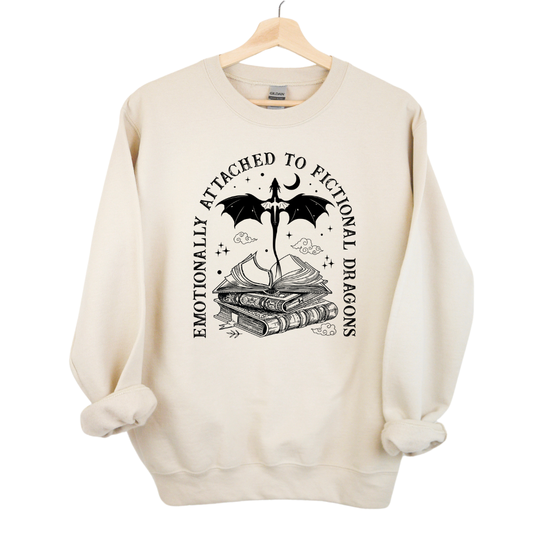 Emotionally Attachted To Fictional Dragons Sweatshirt - Thespicyromancebookclub LLC