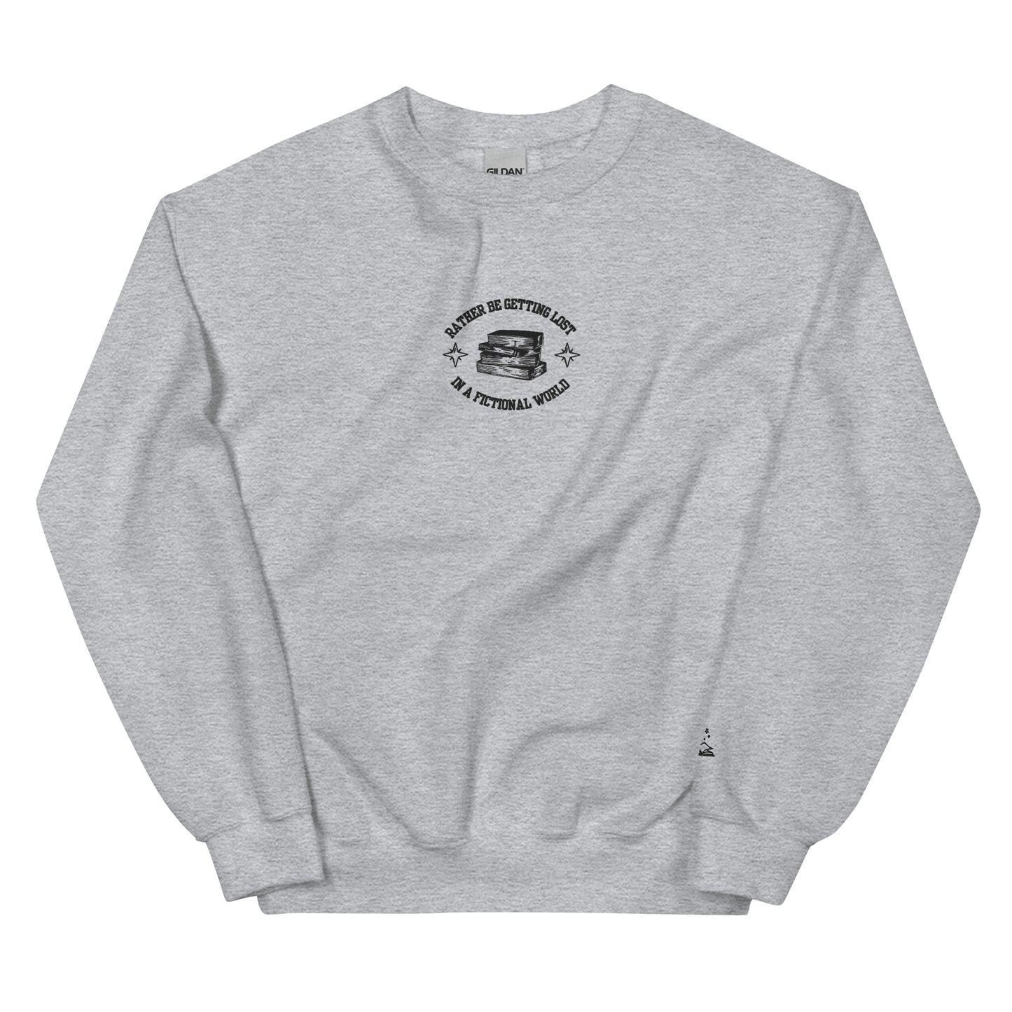 Rather Be Getting Lost in a Fictional World – Embroidered Crewneck Sweatshirt - Thespicyromancebookclub LLC