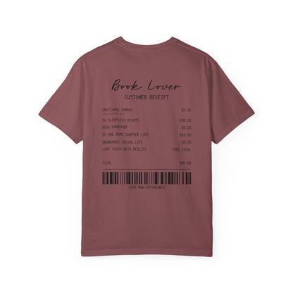 Book Lover T-Shirt — Receipt Print "Book Lover" Back Design