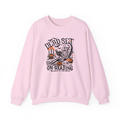 Dead Set On Reading Crewneck Sweatshirt - Thespicyromancebookclub LLC