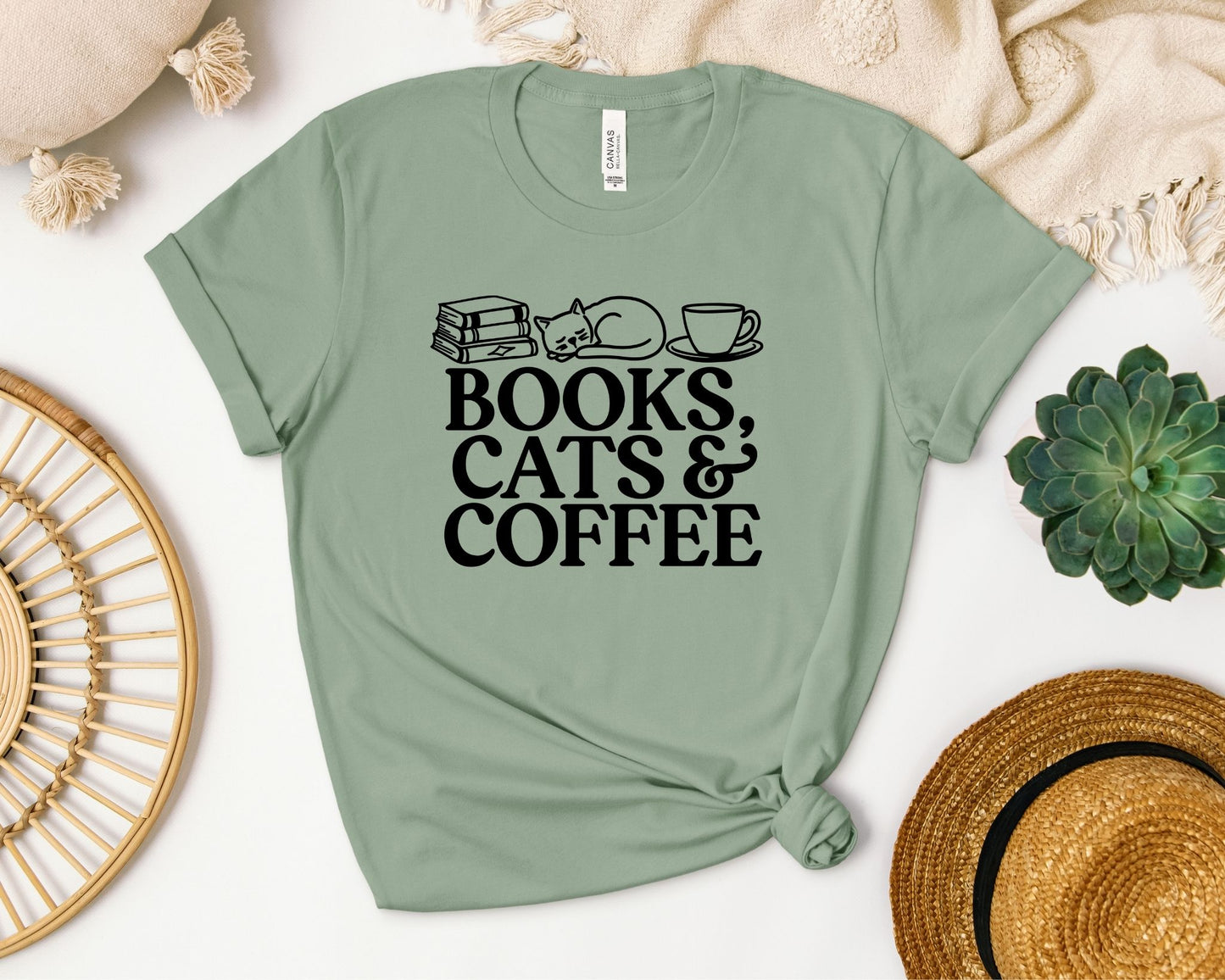 Book, Cats and Coffee T-shirt