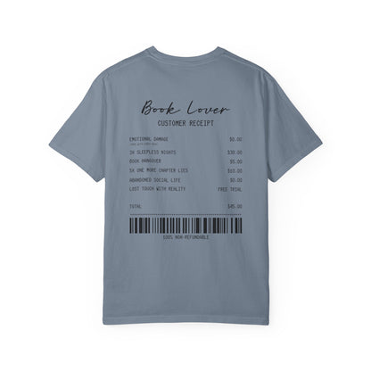 Book Lover T-Shirt — Receipt Print "Book Lover" Back Design
