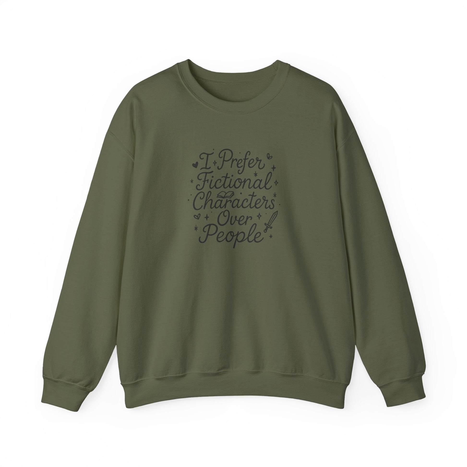 I Prefer Fictional Characters Over People Crewneck Sweatshirt - Thespicyromancebookclub LLC