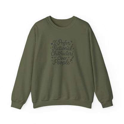 I Prefer Fictional Characters Over People Crewneck Sweatshirt - Thespicyromancebookclub LLC