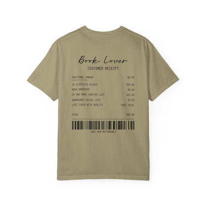 Book Lover T-Shirt — Receipt Print "Book Lover" Back Design