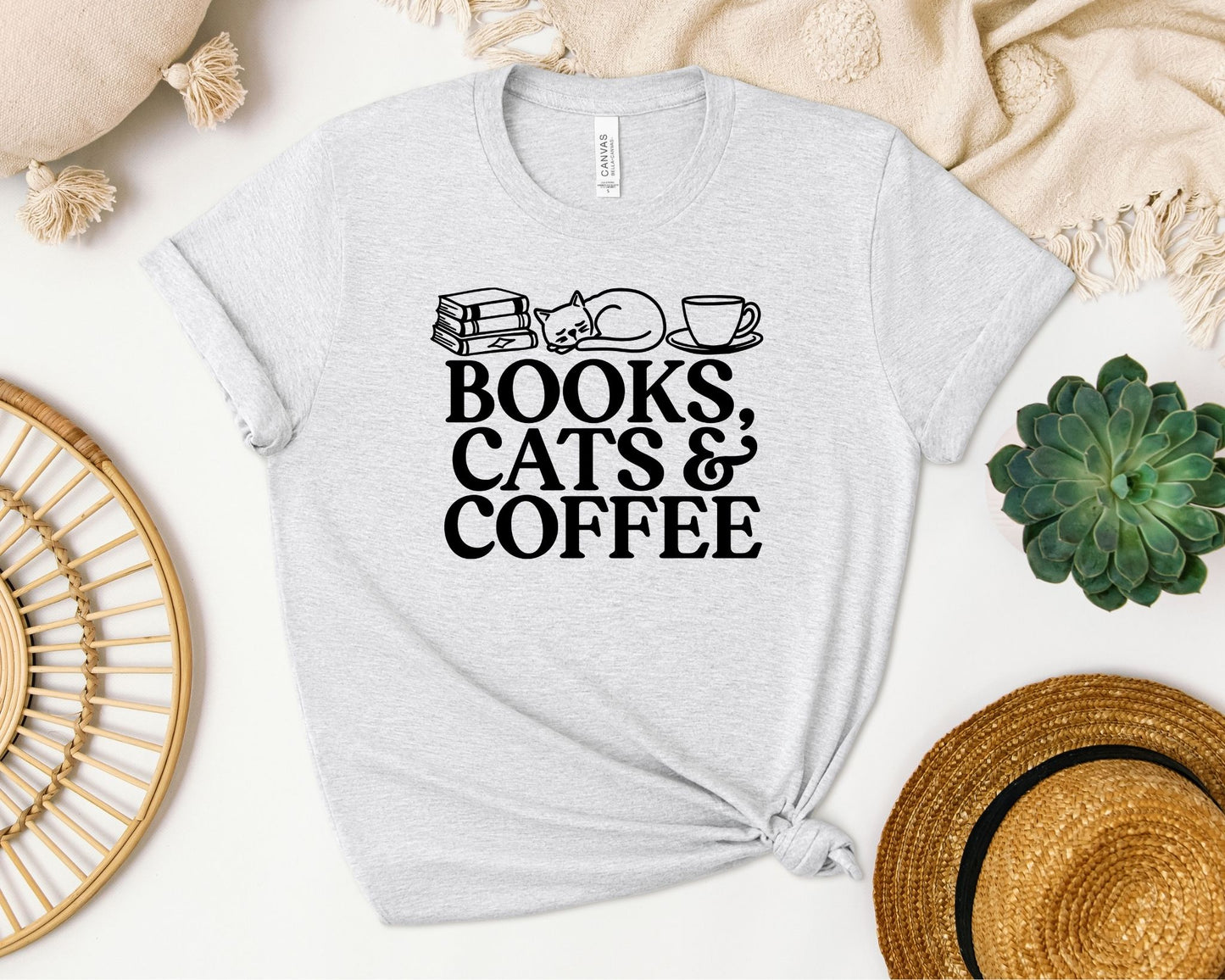 Book, Cats and Coffee T-shirt