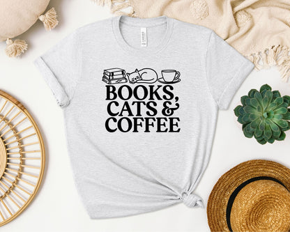 Book, Cats and Coffee T-shirt