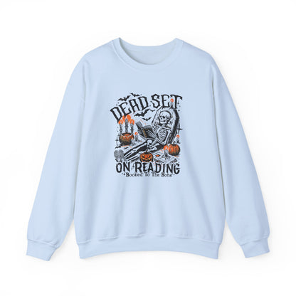 Dead Set On Reading Crewneck Sweatshirt - Thespicyromancebookclub LLC