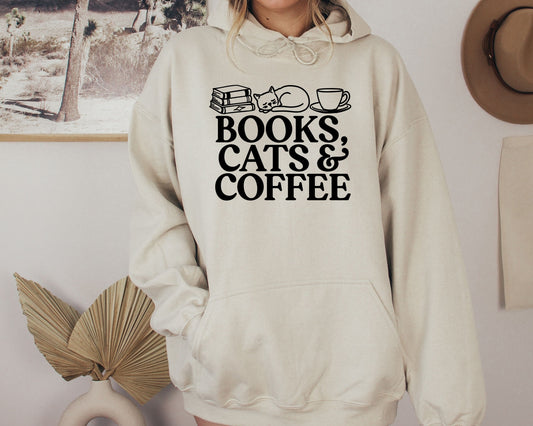 Books, Cats and Coffee Hoodie