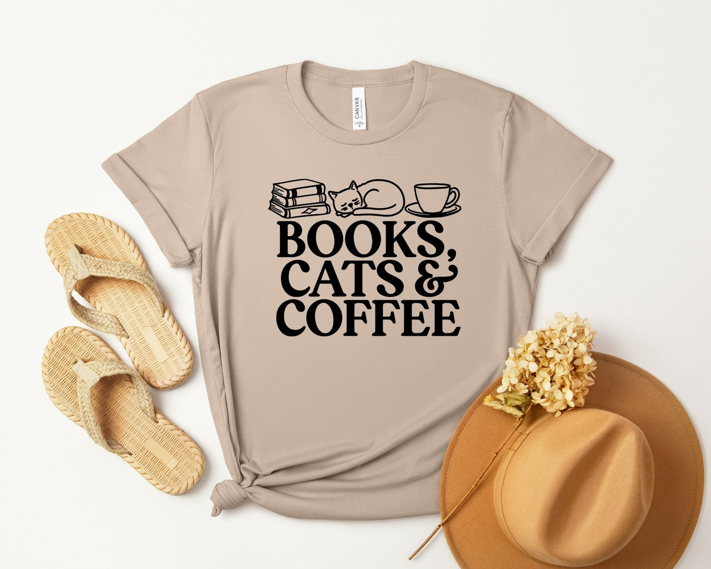 Book, Cats and Coffee T-shirt