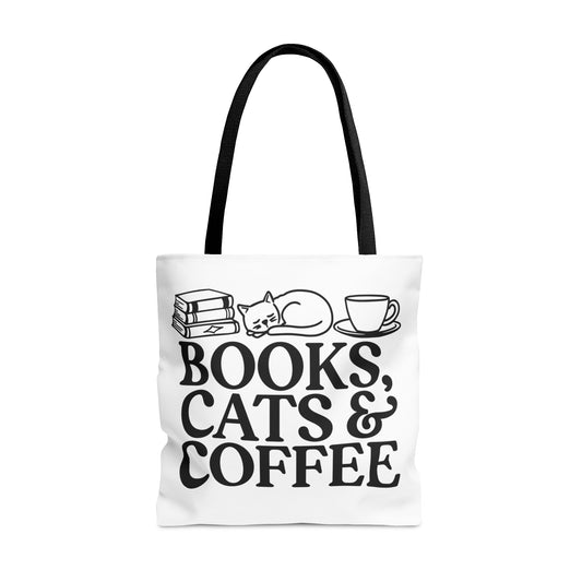 Books, Cats and Coffee Large Tote Bag