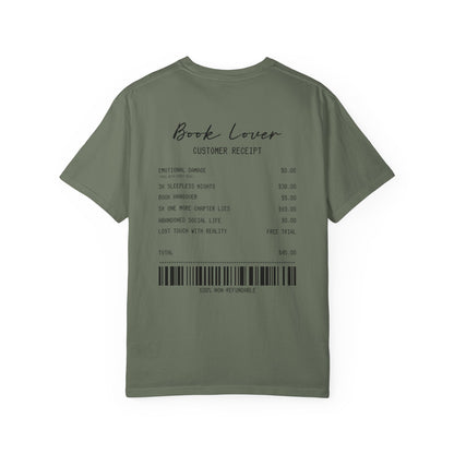 Book Lover T-Shirt — Receipt Print "Book Lover" Back Design