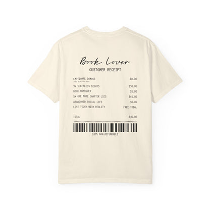 Book Lover T-Shirt — Receipt Print "Book Lover" Back Design