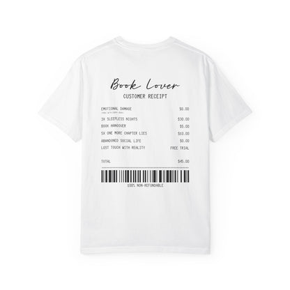 Book Lover T-Shirt — Receipt Print "Book Lover" Back Design