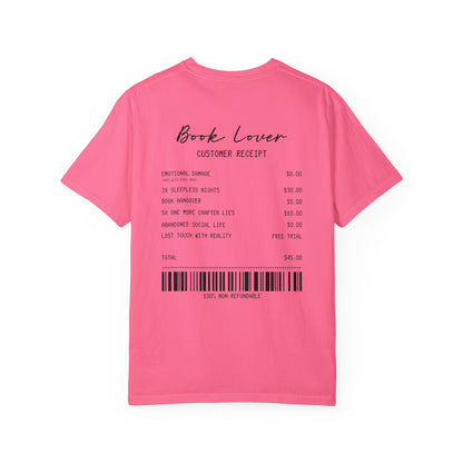 Book Lover T-Shirt — Receipt Print "Book Lover" Back Design