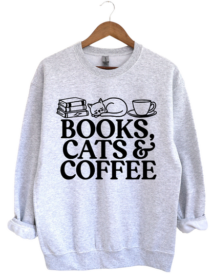 Books,Cats and Coffee Sweatshirt