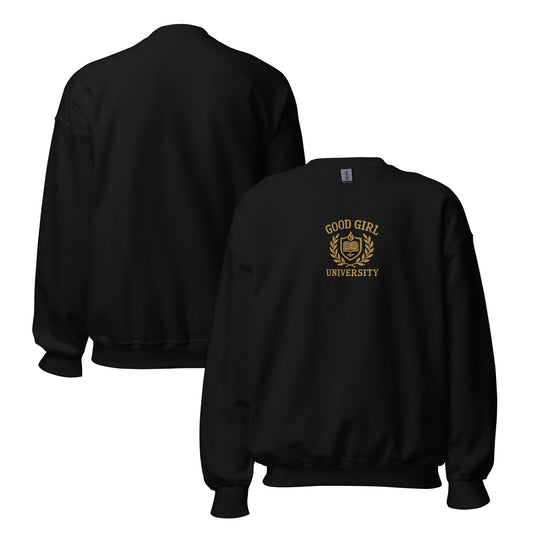 Good Girl University Embroidered Sweatshirt - Thespicyromancebookclub LLC
